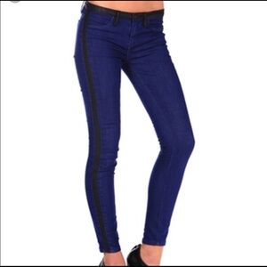 Blank NYC Straight Leg Jeans Leather Trim Detail 28